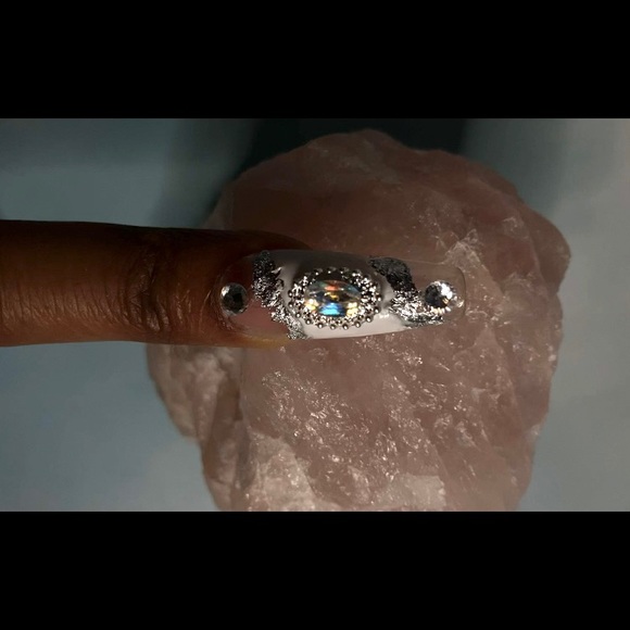 HANDMADE set of press-on nails.with silver details - Picture 2 of 5